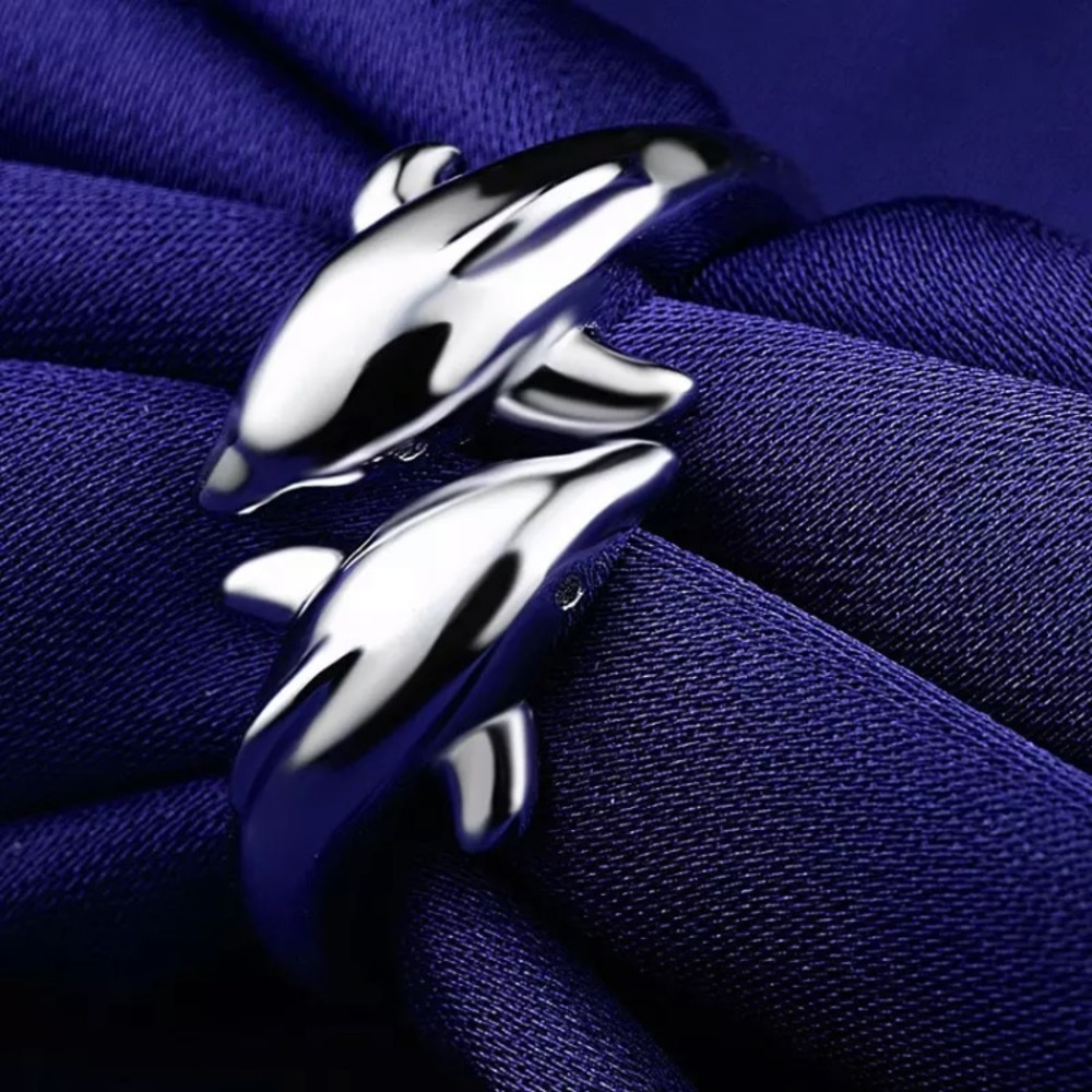 “Go With the Flow”Silver Dolphin Ocean/Surfer Ring - Picture 6 of 9
